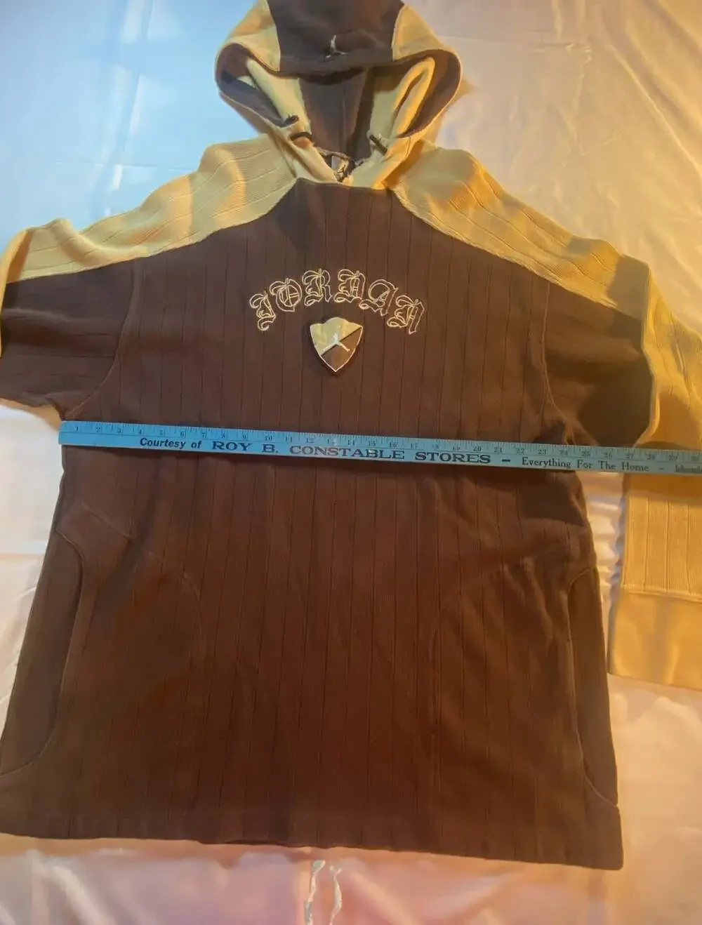 Jordan Hoodie Size XXL Brown Yellow Script Logo